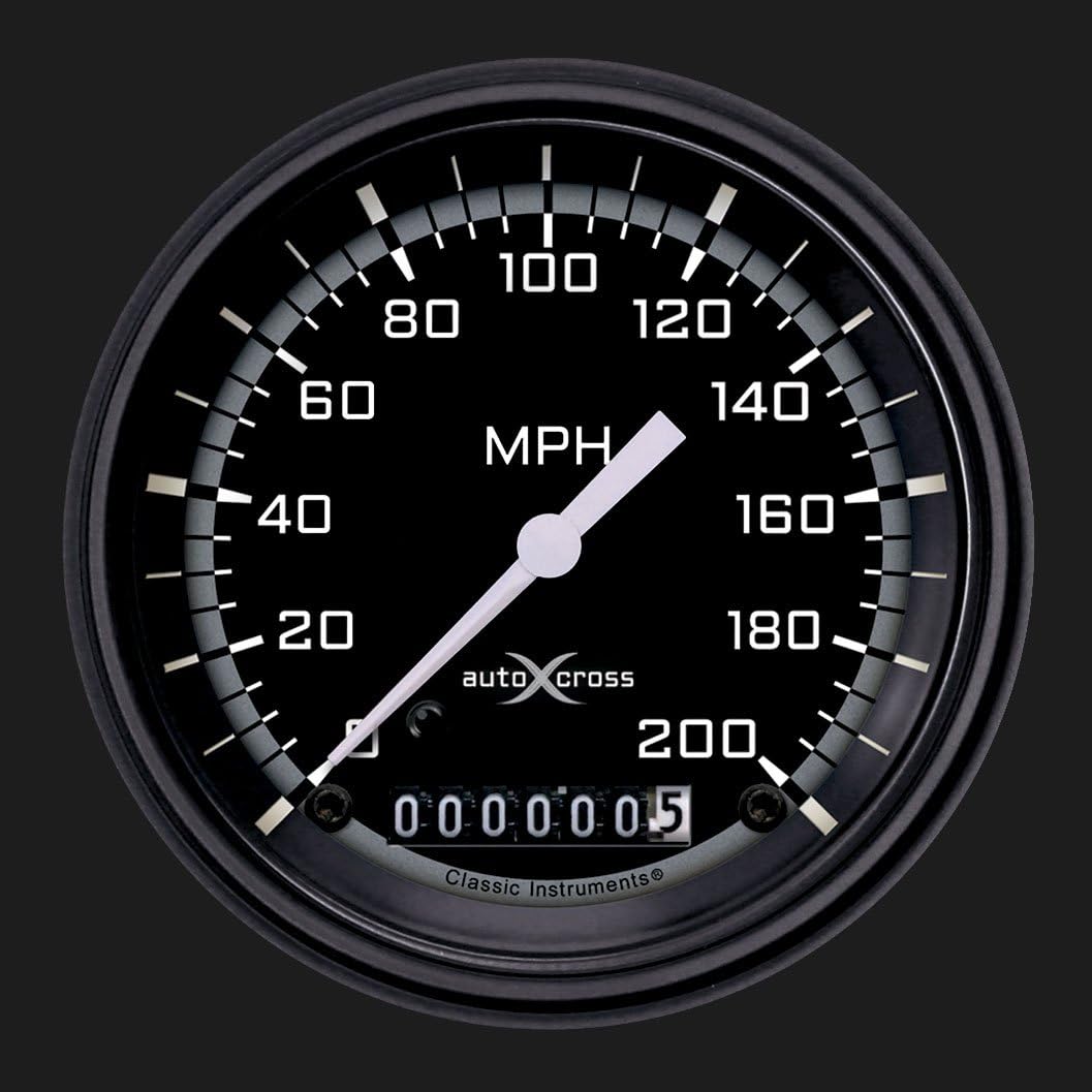 AX57GBLF Classic Instruments Gray 3-3/8-Inch Speedometer Autocross