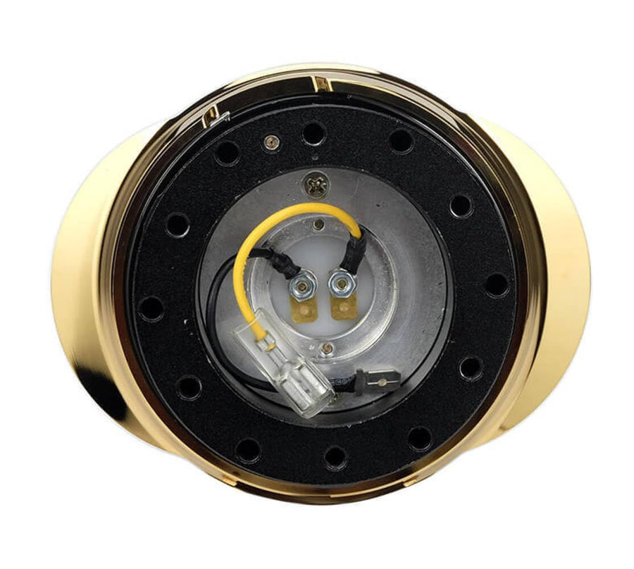 NRG Innovations GEN 2.2 NRG-SRK-220BK-CG Steering Wheel Quick Release Adapter, 6-Hole & 6x70 and 6x74mm Bolt Patterns Black Body/Shinny Chrome Gold Oval Ring
