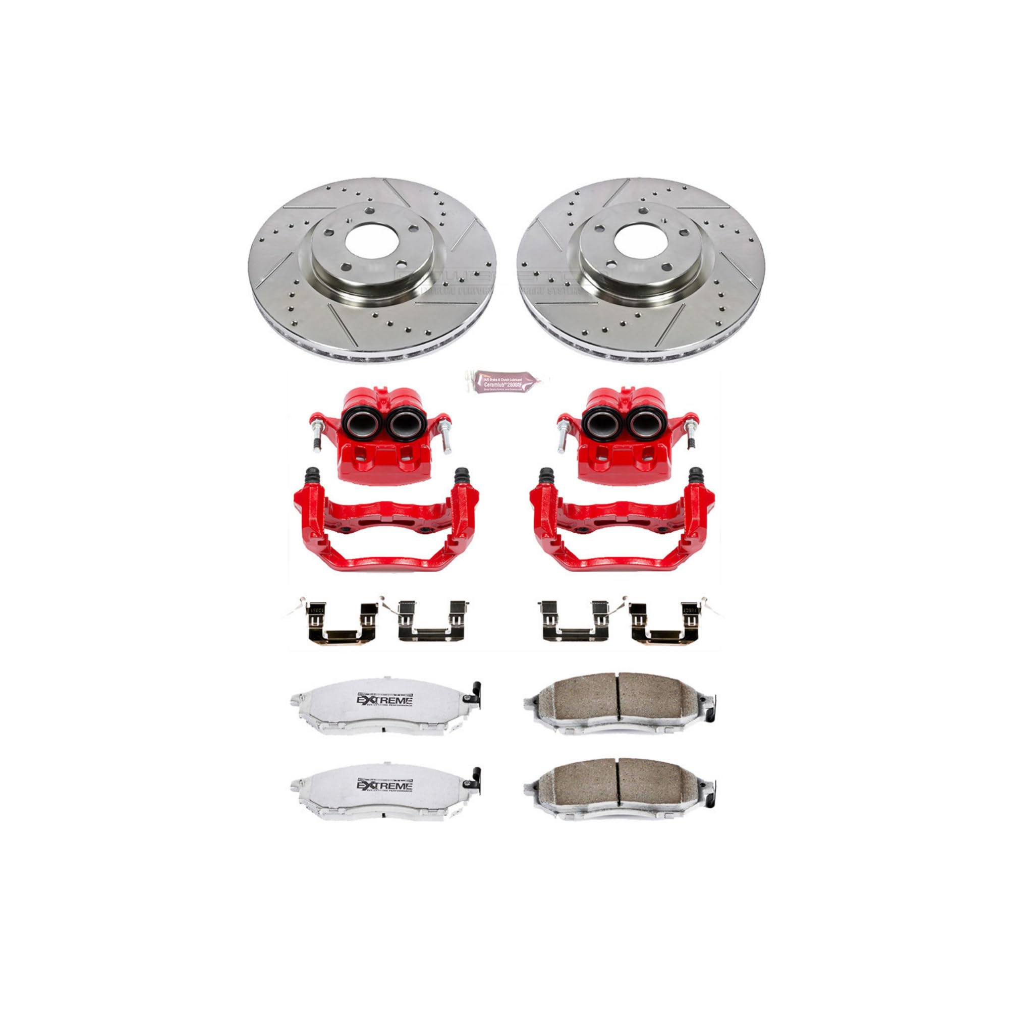 Power Stop Z26 KC112A-26 Front Street Warrior Brake Kit Infiniti Nissan For INFINITI G35 2005-2007, Nissan 350Z 2006-2009 [Model Specific]