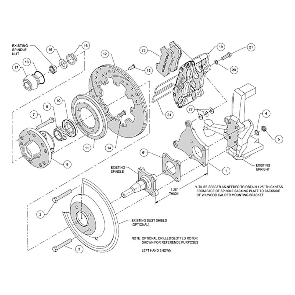 12.19" DP6A Drilled Front Hub Kit