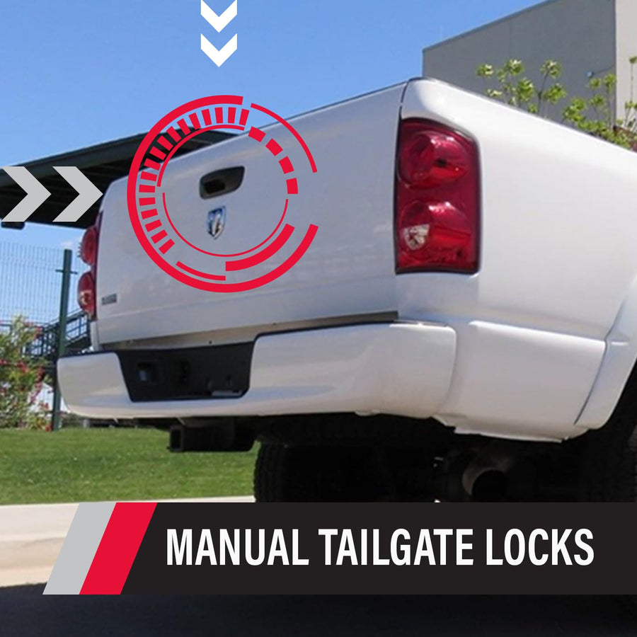 Manual Tailgate Lock – Pop & Lock for Dodge Ram 1500, 2500, and 3500, Fits 2002 to 2008 (Chrome, PL3400C, Works with No Factory Lock)