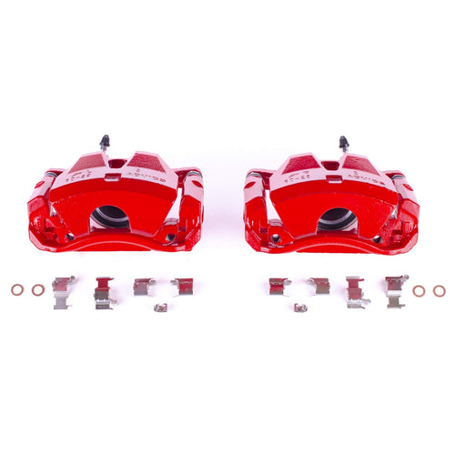 Power Stop Pair of High-Temp Red Powder Coated Front Calipers For Lexus IS250 2006-2015 [Model Specific]
