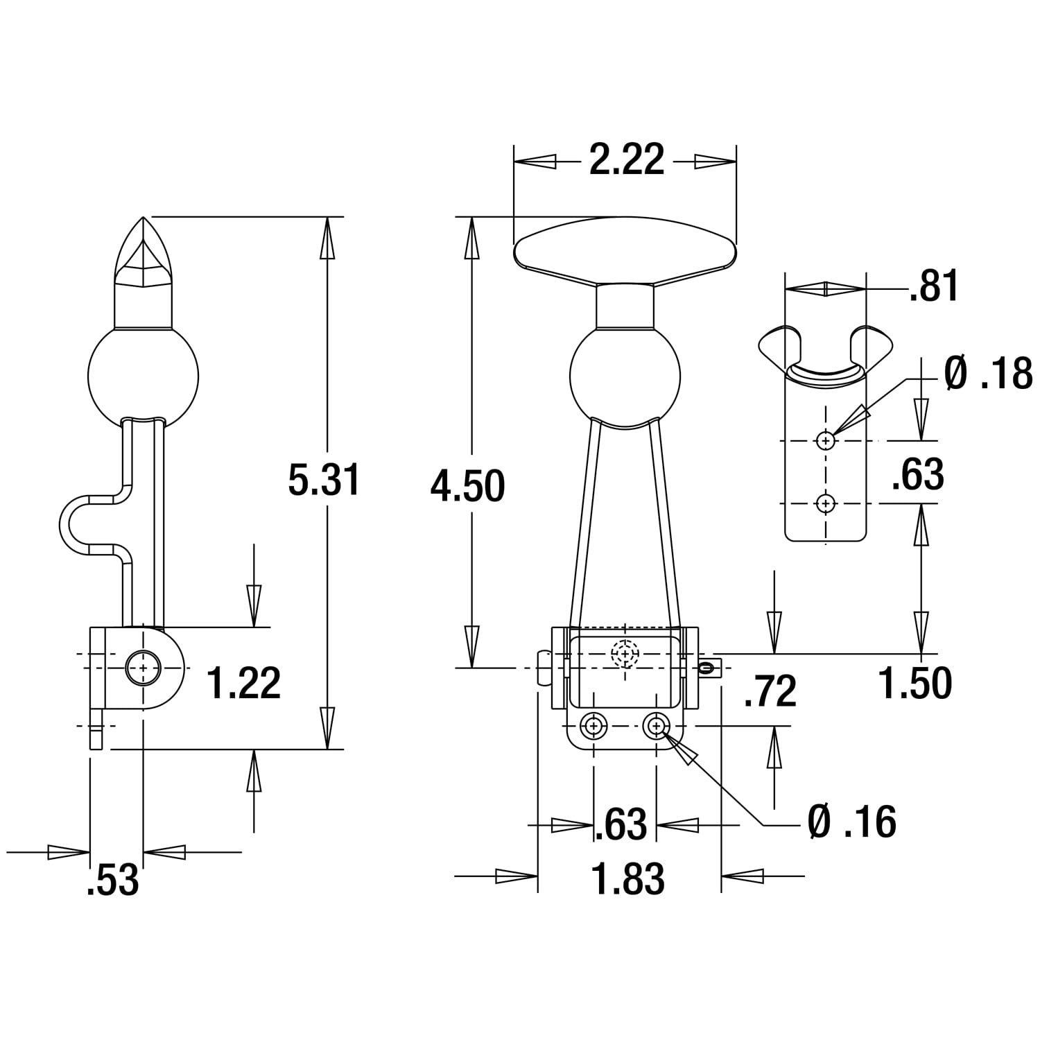 Truck and Trailer Buyers Products WJ201SS Rubber Hood Latch