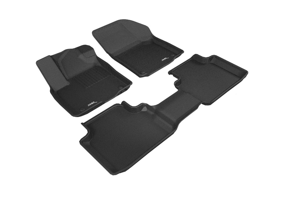 Complete Set 3D MAXpider Custom Fit Kagu All-Weather Floor Mats (Black) Compatible with Volkswagen Atlas 2018-2026 / Atlas Cross Sport 2020-2026 - R1 R2