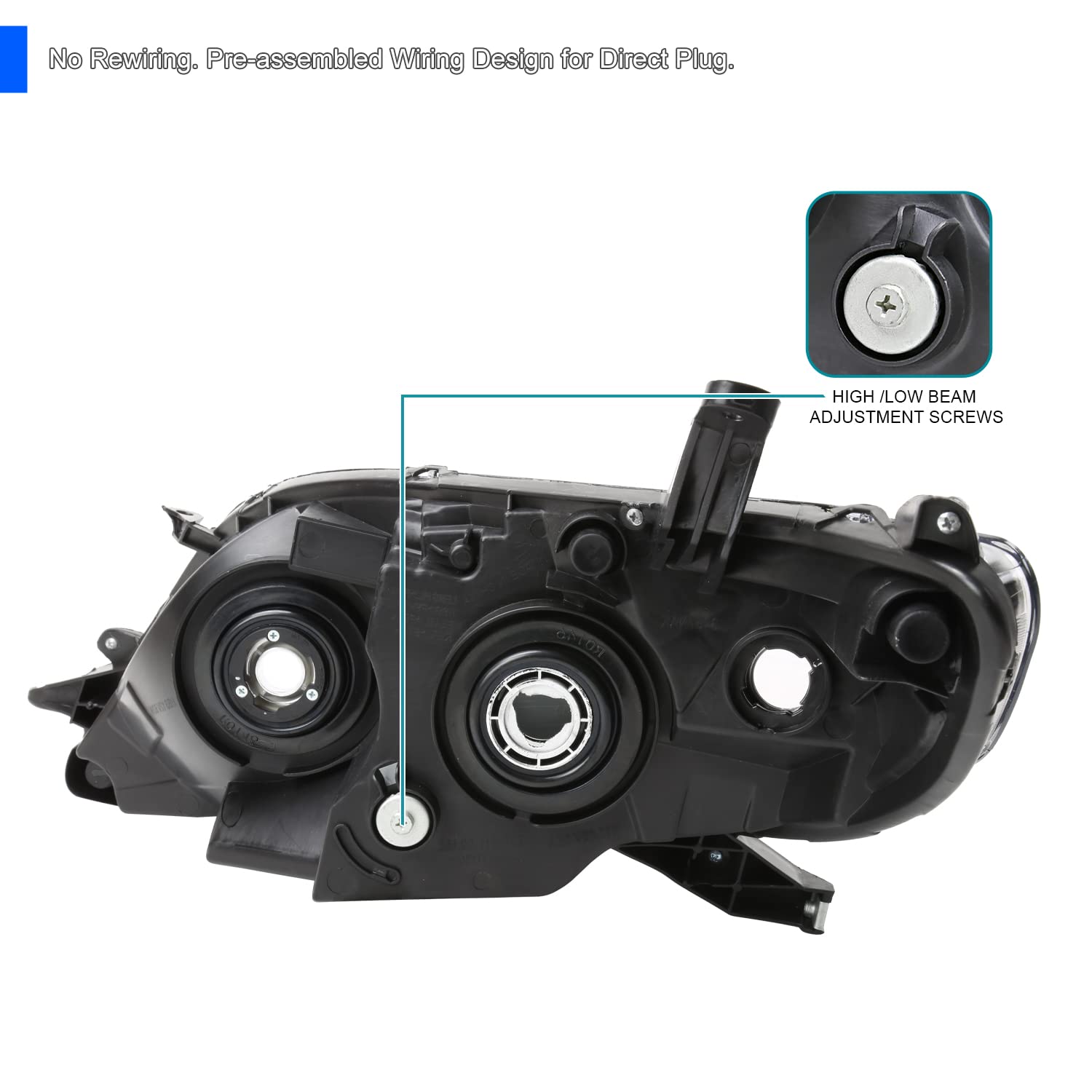 Passenger Side Right Spec-D Tuning Chrome Projector Headlight Compatible with 2011-2020 Toyota Sienna
