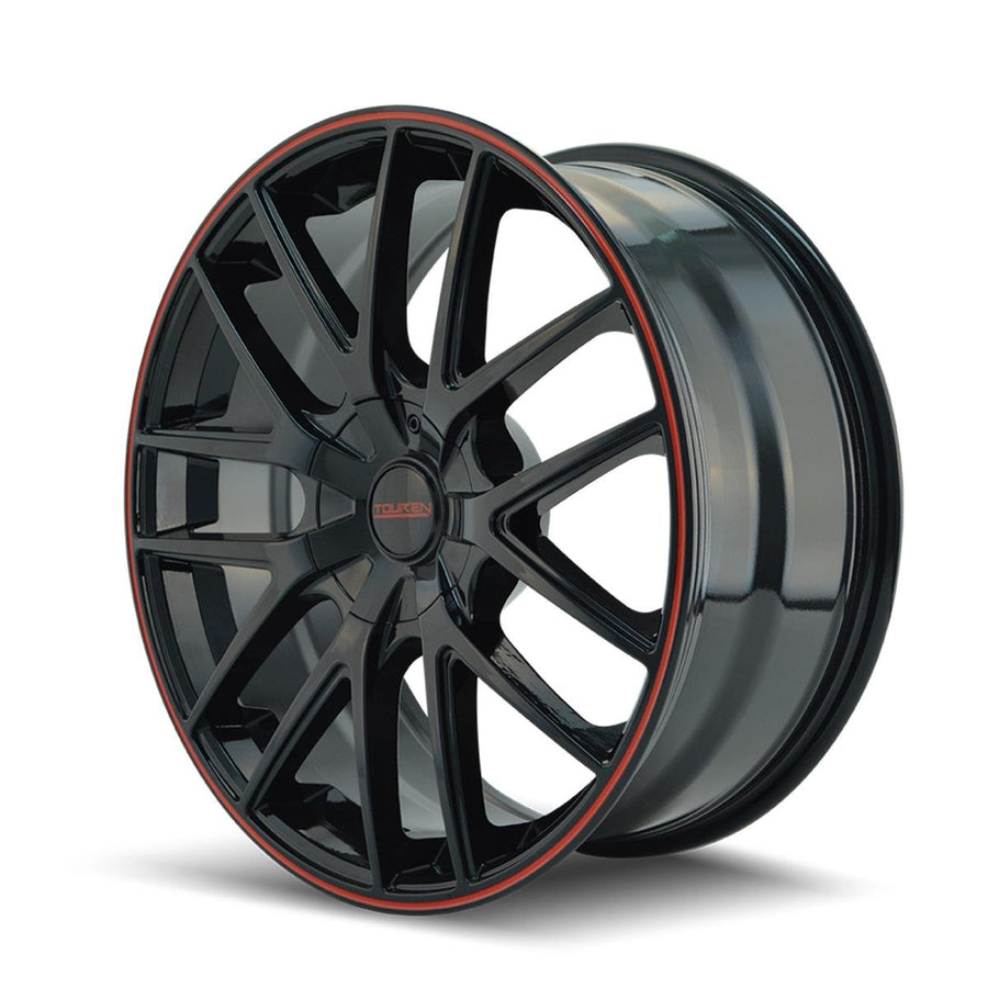 17x7.5 TR60, Bolt Pattern: 4x100/4.5, Offset: 42, BLACK/RED RING, set of 1