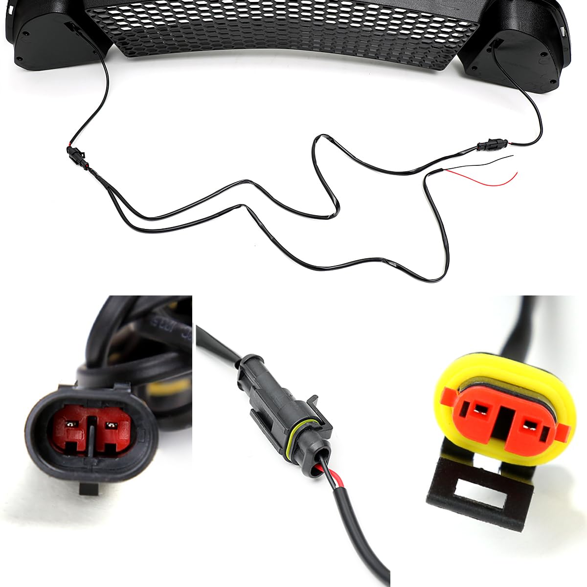 Front Upper Hood Mesh Grille w/Bright LED Light Tube Bar Spec-D Tuning Compatible with 2015-2017 Ford Mustang