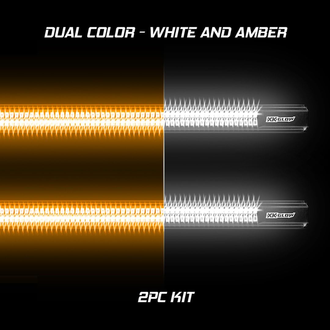 XK GLOW 2x48in White + Amber Jeep & Truck Running Board Light w/Turn Signal XK041022