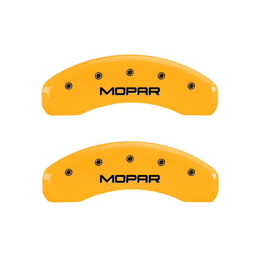MGP Caliper Covers Compatible with 2011-2018 RAM 1500, 2013-23' 1500 Eco Diesel, 2019-2024 1500 Classic (Fits 18"+ Wheels) Powder-Coated Finish, 4 PCS Front and Rear (Yellow - Mopar Engraving)