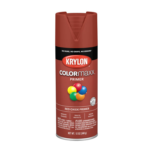 Krylon K05583007 Primer Spray Paint COLORmaxx for Indoor/Outdoor Use, Red Oxide 12 Ounce (Pack of 1)
