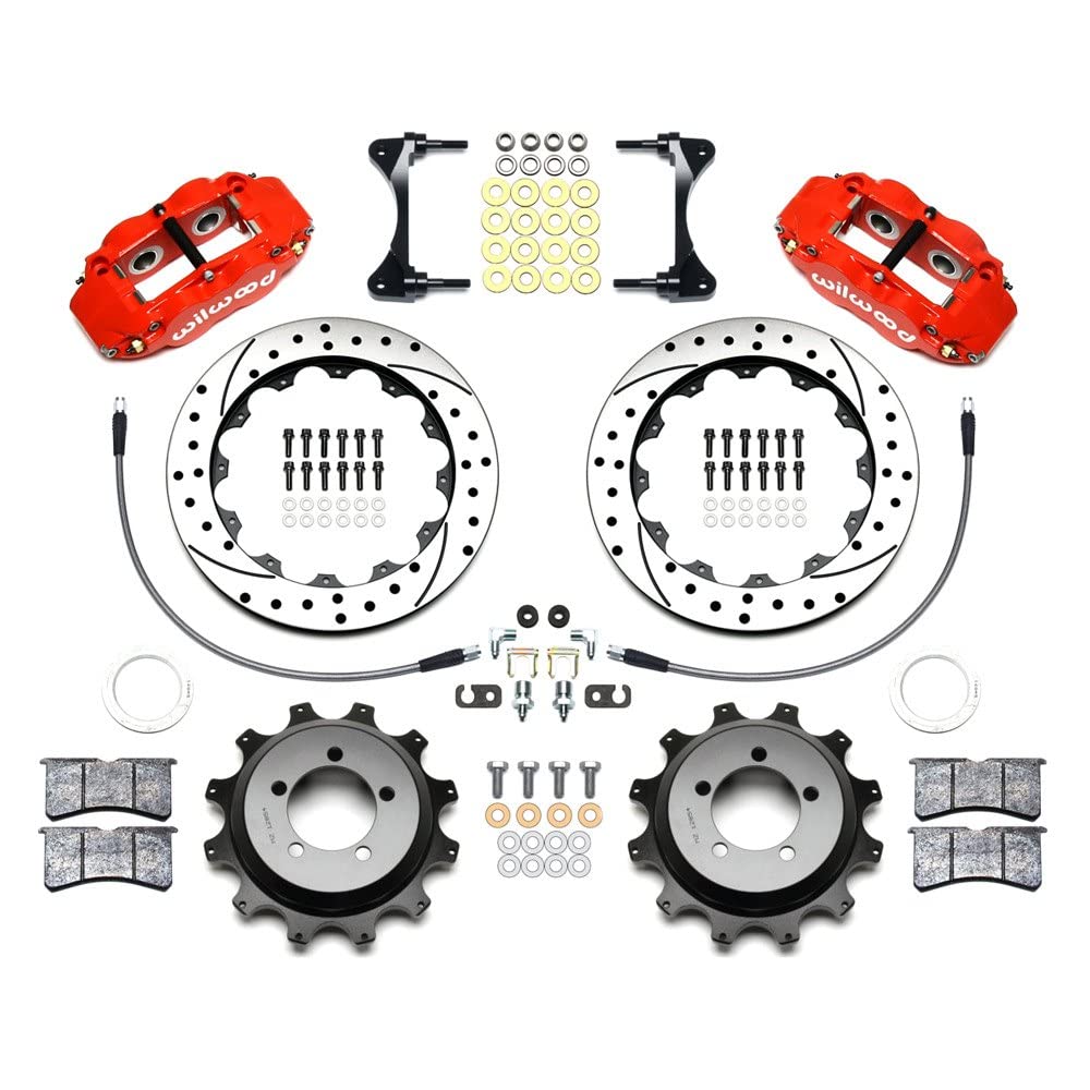 WILWOOD FNSL4R 140-12878-DR Rear Kit,12.88", Drilled, Red 99-05 WRX / 99-07 Impreza