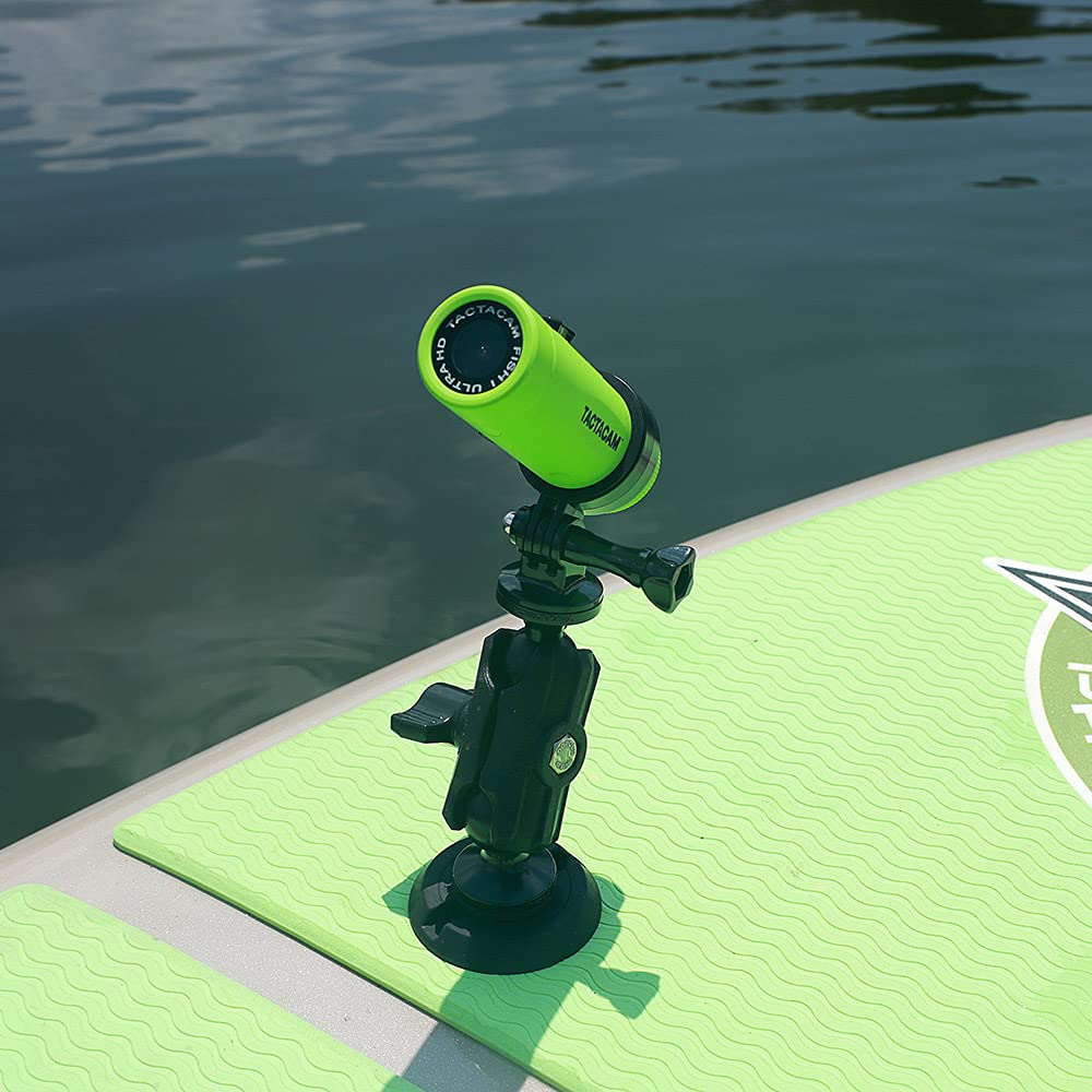 YakAttack Camera Mount Articulating | 5.5" Tall with ScrewBall Base | Compatible with GoPro & 1/4-20 | Low-Profile Adjustable Track Mount for Kayaks | Made in USA
