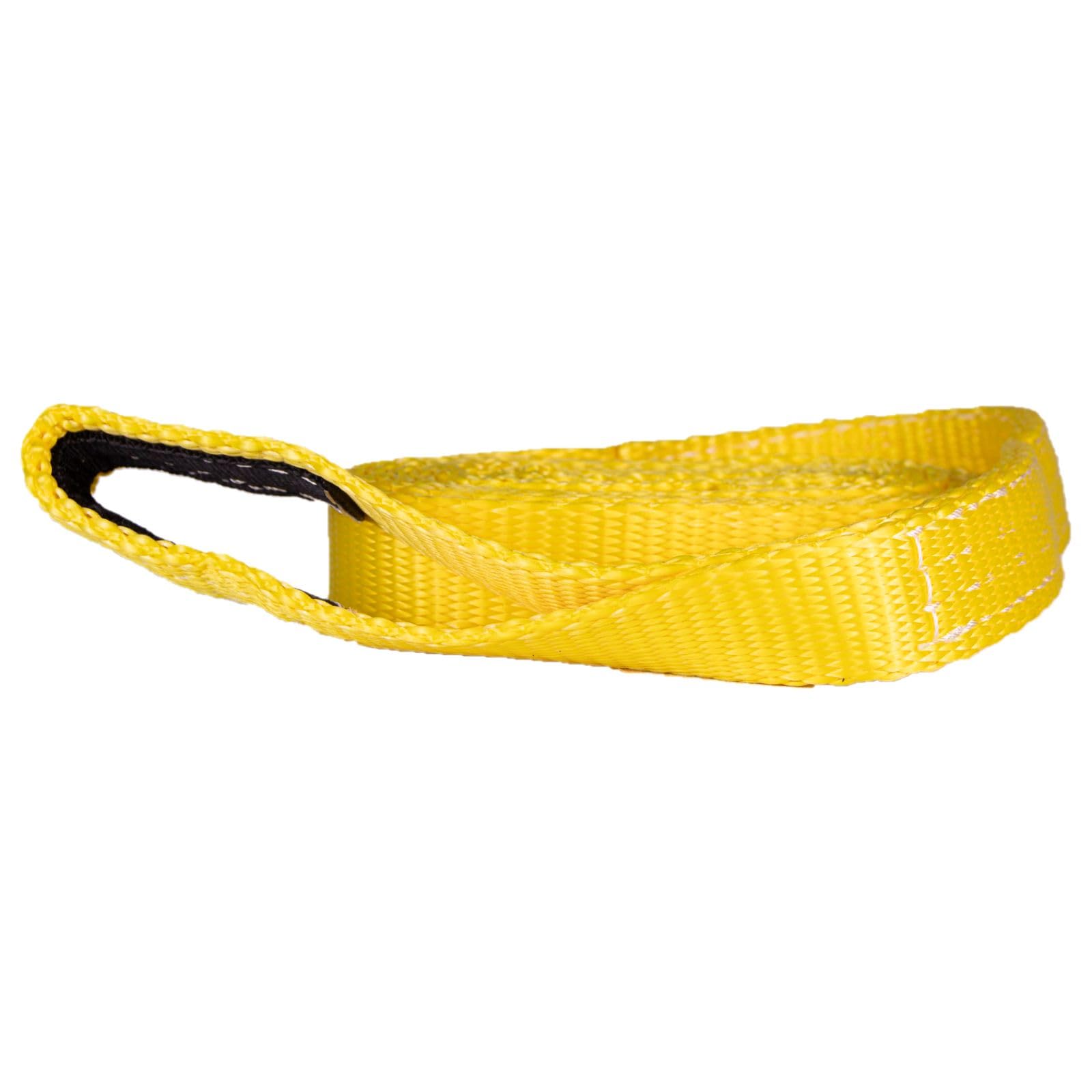 Mile Marker Single 19108 Yellow 1″ x 8′ ATV Tow Strap - Designed for Strength & Durability - Rated to 7,200 lbs. - Reinforced Eyelet on Each End - Worry Free Storage
