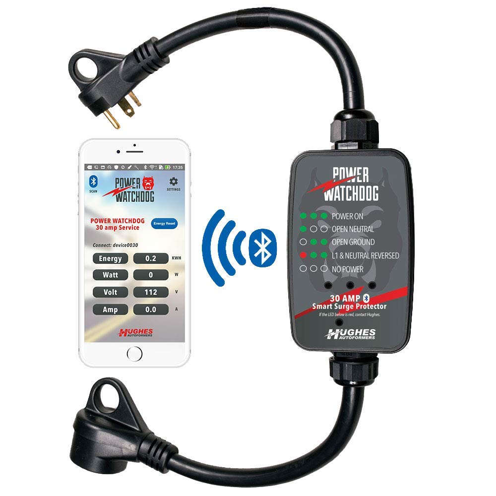 Bluetooth Power Watchdog PWD30, Surge Protector, 30 Amp, Portable, 14 Inch