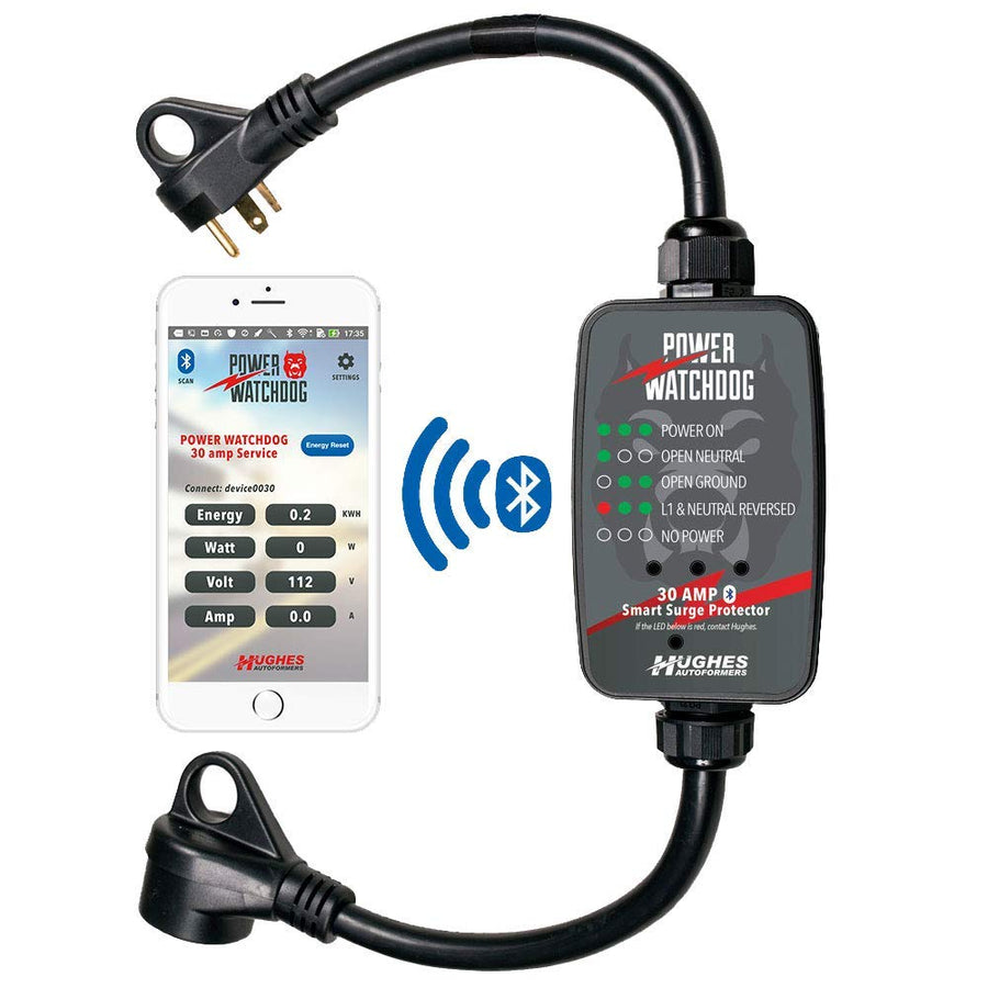 Bluetooth Power Watchdog PWD30, Surge Protector, 30 Amp, Portable, 14 Inch