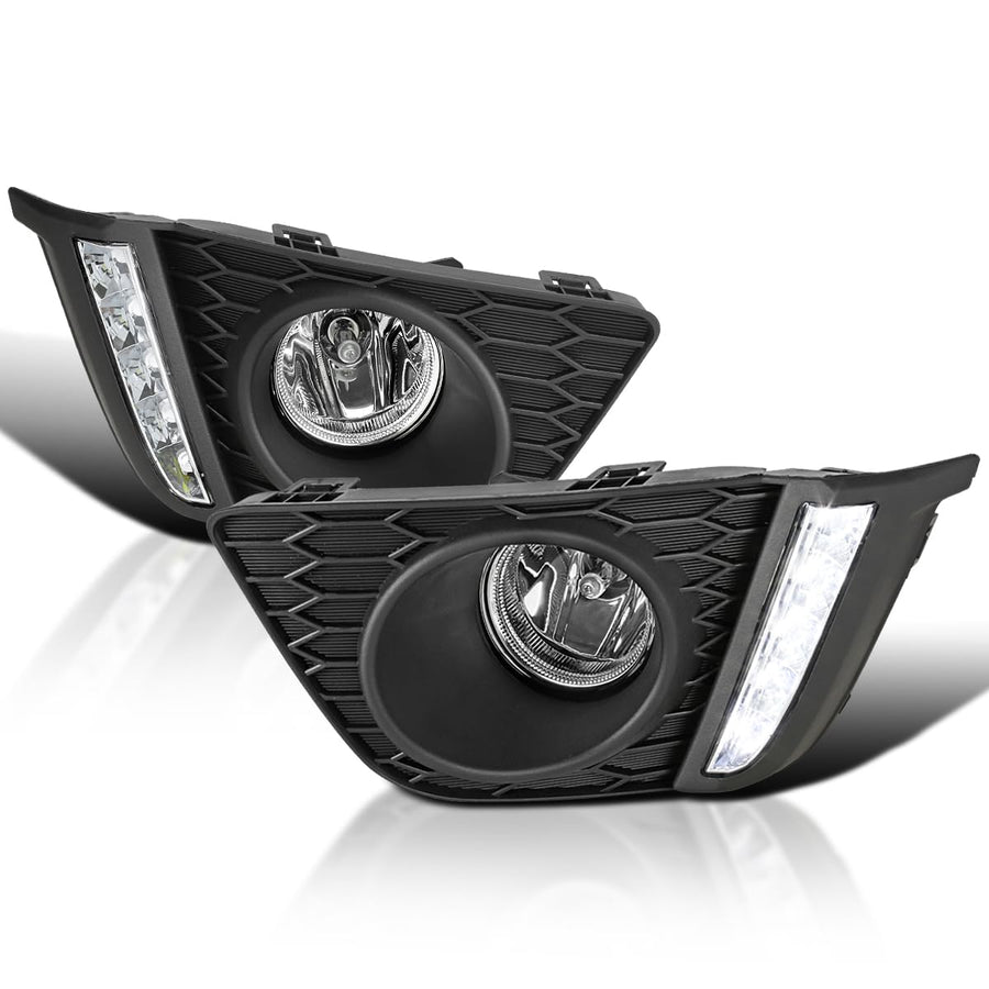 Clear Driving Fog Lights SPEC-D TUNING with LED Strip + Bulbs + Switch Compatible with 2015-2017 Honda Fit L+R Pair Assembly