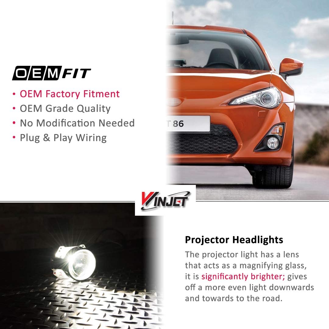 Winjet LED DRL Bar Projector Headlights Compatible with [2012 2013 2014 2015 2016 FR-S Toyota 86] (Chrome)