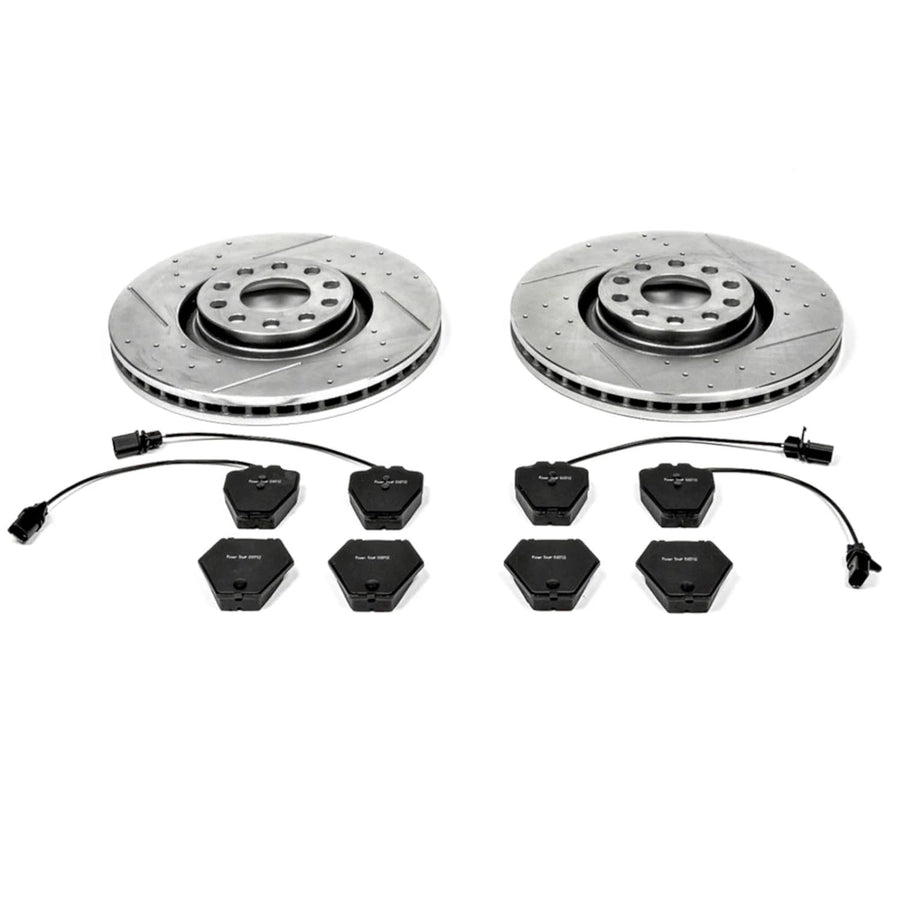 Power Stop K886 Z23 Carbon Fiber Brake Pads with Drilled & Slotted Brake Rotors Kit