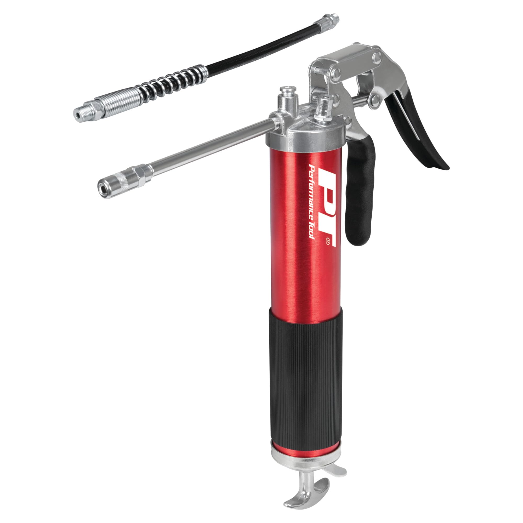 Pistol Grip Performance Tool W54291 Lightweight Grease Gun with Anodized Aluminum Barrel, T-Handle, and 4-Jaw Coupler, Accepts 14 oz Cartridges