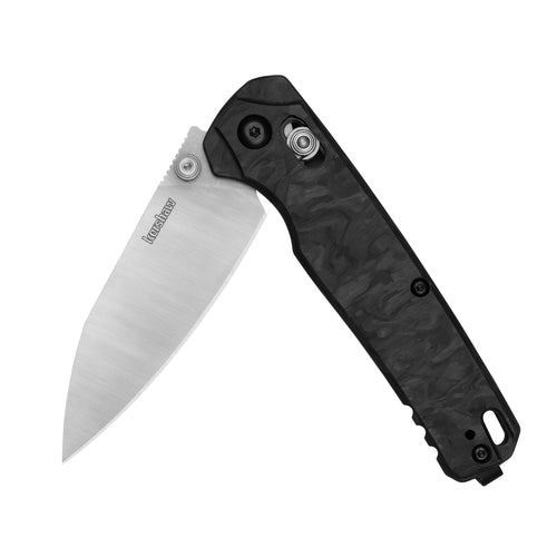 Kershaw Carbon Fiber Bel Air Pocket Knife, Black, 3.1 Inch Stainless Steel Reverse Tanto Blade, EDC with Manual Opening, Reversible Carry, USA Made, Everyday Carry Pocket Knife for Men and Women