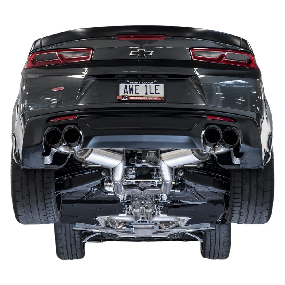 16-19 Chevy Camaro SS AWE Tuning Non-Res Cat-Back Exhaust -Touring Edition (Quad Diamond Black Tips) - 3020-43076