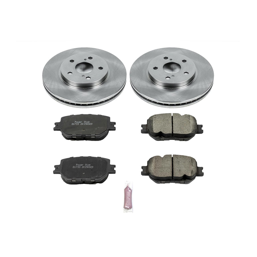 POWERSTOP Autospecialty KOE6990 Front Replacement Brake Kit-OE Brake Rotors & Ceramic Brake Pads For Lexus IS250 2014-2015 [Model Specific]