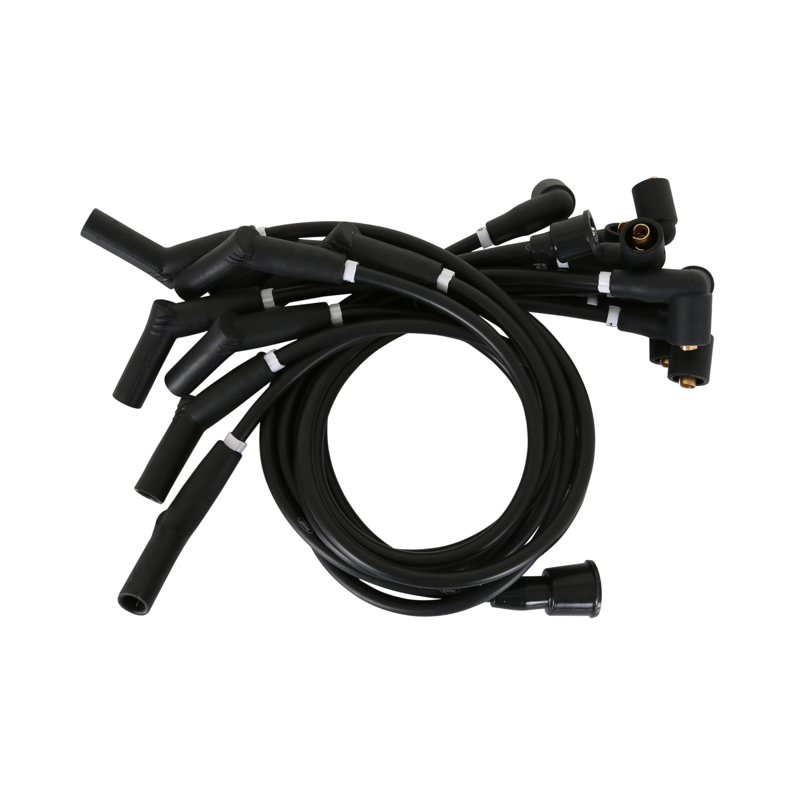Scott Drake 8mm Black Concours Ignition Wires with Ford Logo for 289/302 Engines, Compatible with 1964-1973 Ford Mustang, Model C5OZ-12259-BK8