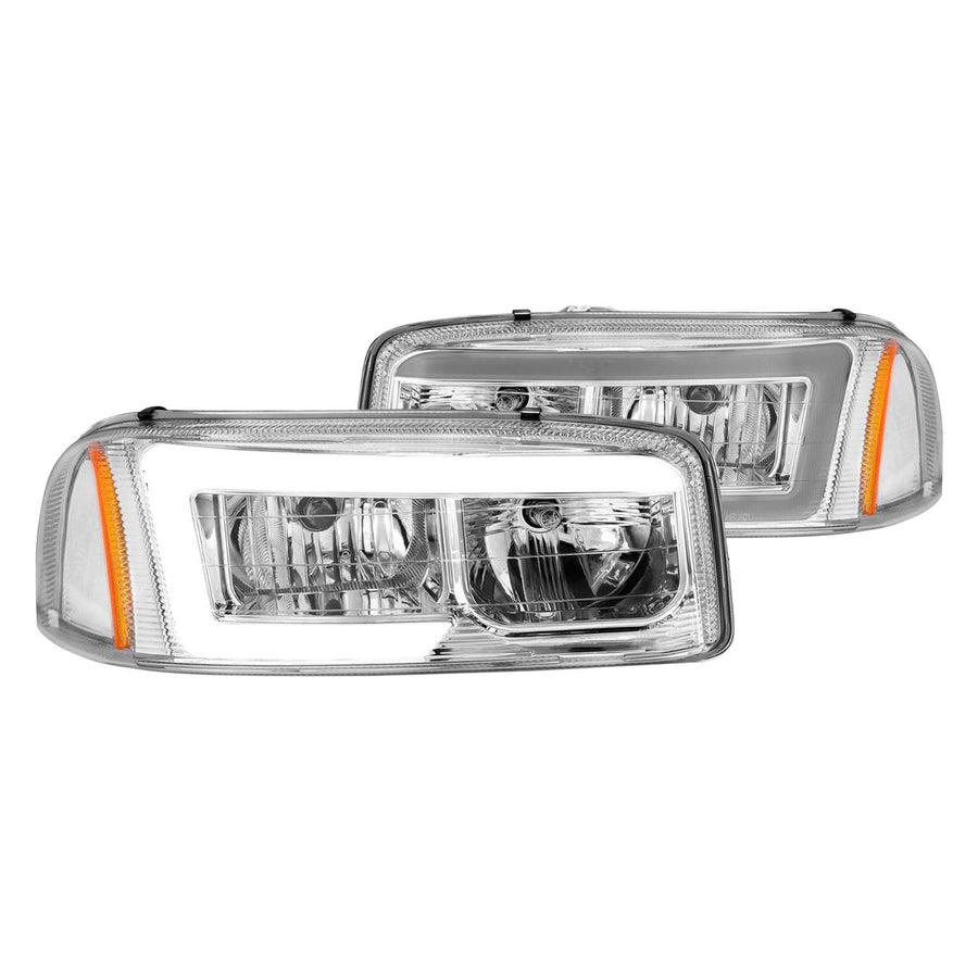 99-17 GMC Sierra/Denali ANZO Headlights Chrome Amber (w/C Light Bars)