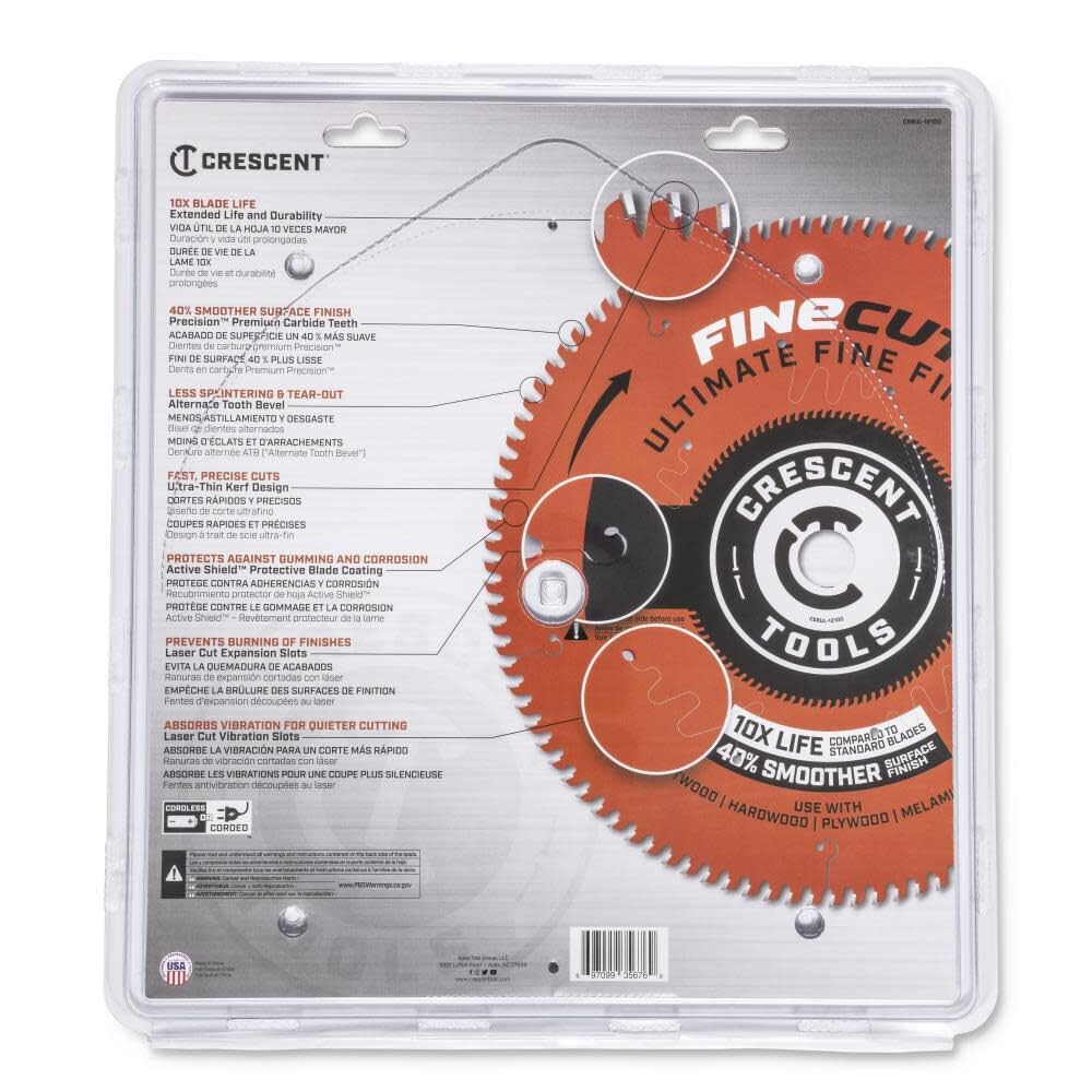 Crescent 12'' Circular Saw Blade X 100 Tooth Fine Cut Ultimate Finish