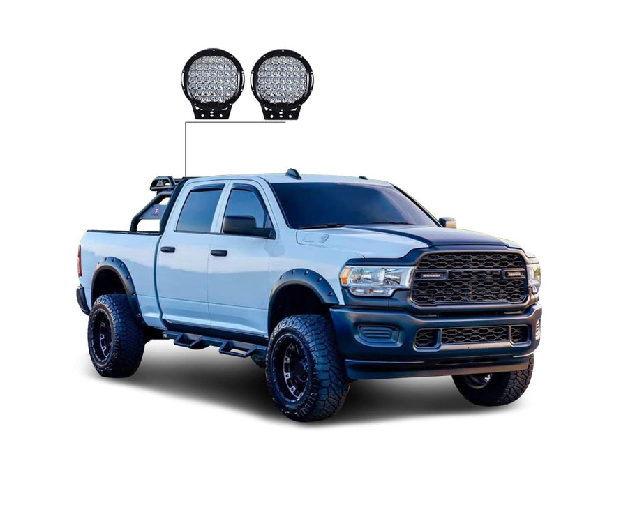 Atlas Roll Bar Black Incl.Set of 9 Black Round LED Light Black Compatible with (GMC-Chevrolet-Ford-Dodge) Black Atlas Roll Bar - RB-BA1B-PL69B