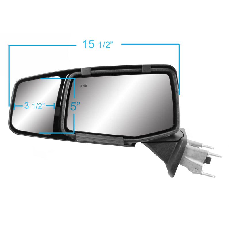 K SOURCE 80930 Snap & Zap Custom Fit Towing Mirror for 2019-2024 Silverado 1500, Sierra 1500, Patented