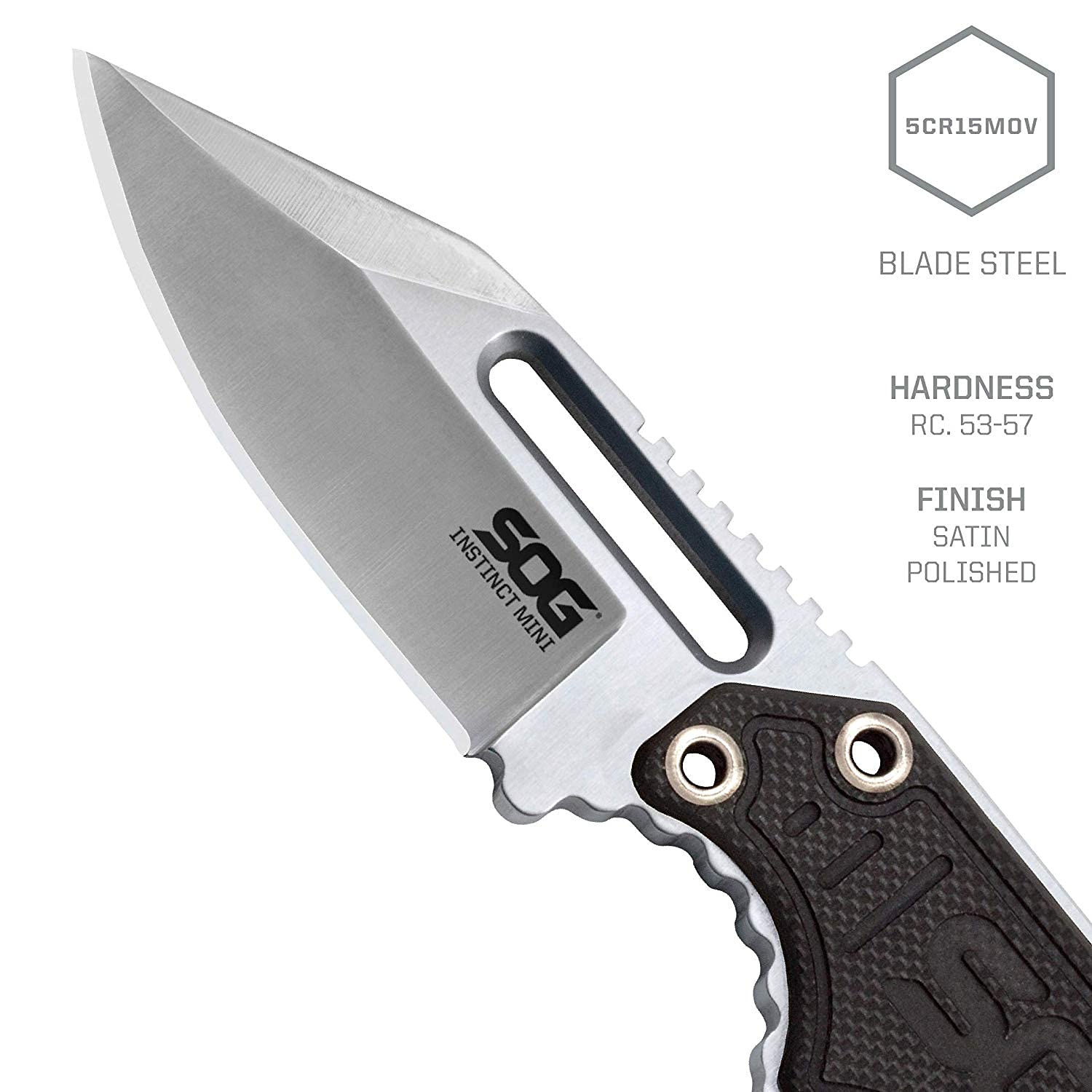 SOG Mini Instinct Small Fixed Blade Knife- 8.75 Inch x 1 Inch x 4 Inch Full Tang Adjustable Clip Belt or Boot Knife with Tactical Knife Sheath and Neck Knife Lanyard (NB1002-CP)