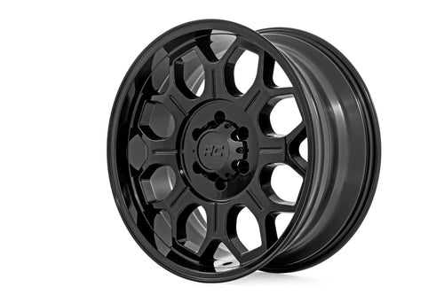 77 Series Rough Country One-Piece Aluminum Wheel - 20x9, 6x5.5" Bolt Pattern, 12mm Offset, Semi-Gloss Black