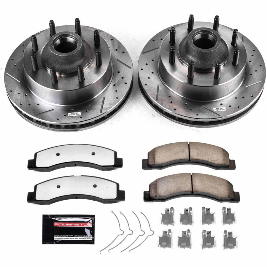 Power Stop Front Z36 Truck & Tow Brake Kit K1392-36, Carbon Fiber Ceramic Brake Pads and Drilled/Slotted Brake Rotors For Ford Excursion, Ford F-250 Super Duty, Ford F-350 Super Duty [Model Specific]