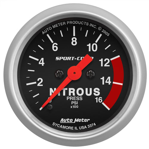 Auto Meter Sport-Comp Electric Nitrous Pressure Gauge 3374