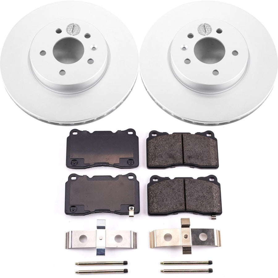 Coated Brake Rotor and Ceramic Brake Pads- Front Power Stop CRK6389 For Cadillac ATS 2013-2018 [Model Specific]