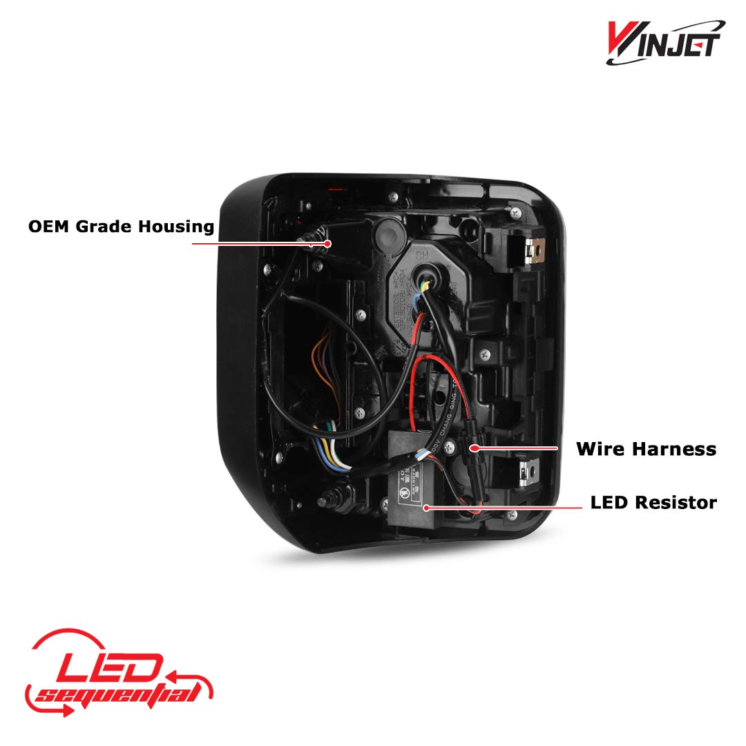 LED Tail Lights Assembly Winjet Fit For 2019 2020 2021 2022 2023 2024 2025 2026 Jeep Gladiator JT, Full Led Functional Rear Lamp Replacement w/Sequential Turn Signal (Black Housing Clear Lens)