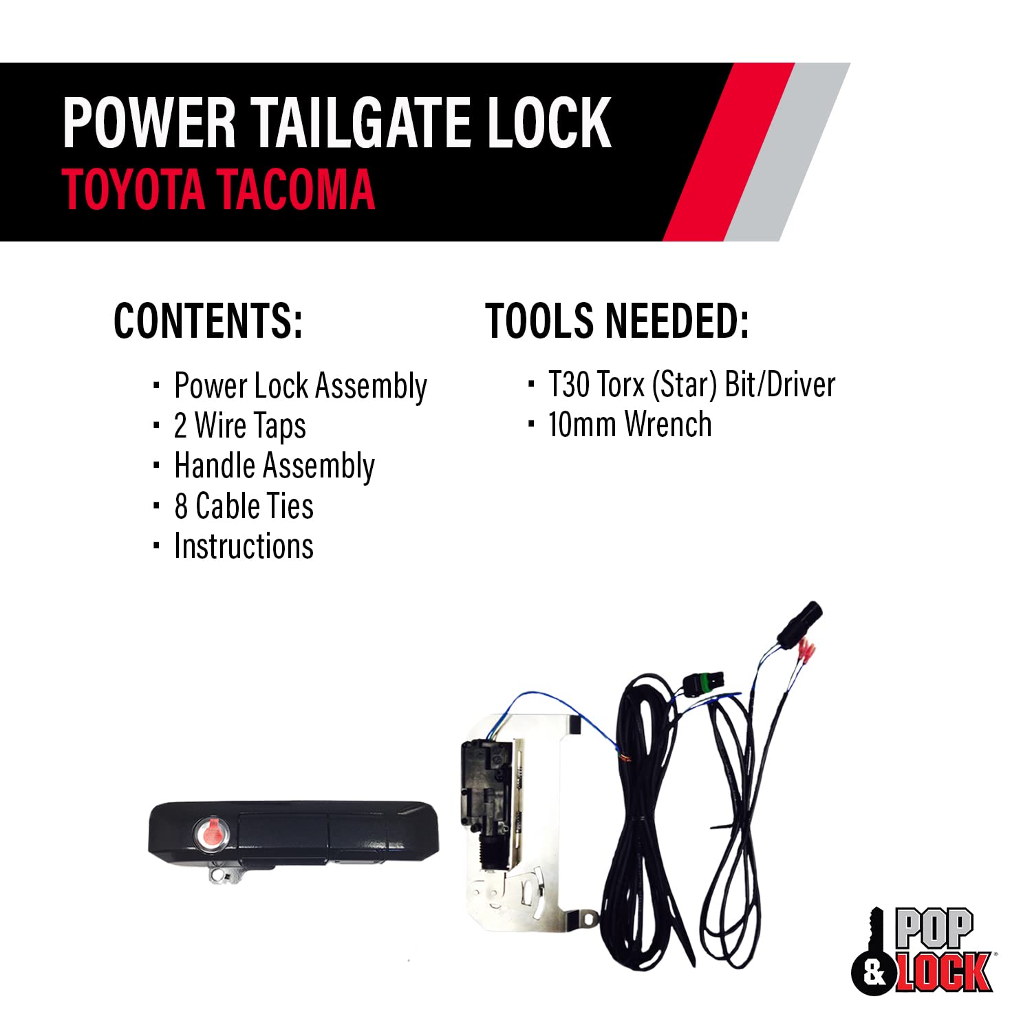 Pop & Lock PL85413 Power Tailgate Lock Black Sand Pearl with Codeable Technology for Toyota Tacoma (Smart Lock Combo)