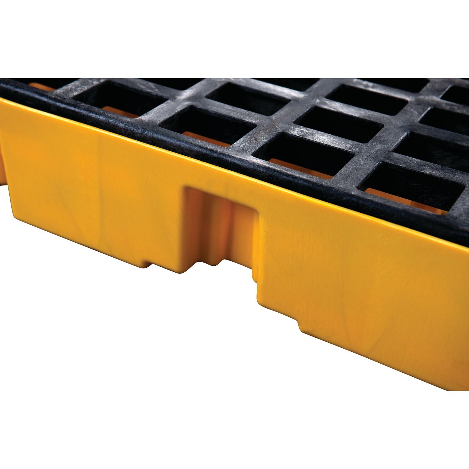 6 Eagle Drum Spill Platform with Drain and Forklift Pockets, 78.25"x51.5"x6.5", 88 Gallon Sump, 10,000 lbs. Load Capacity Containment Tray, Made in USA, Yellow, 1686D