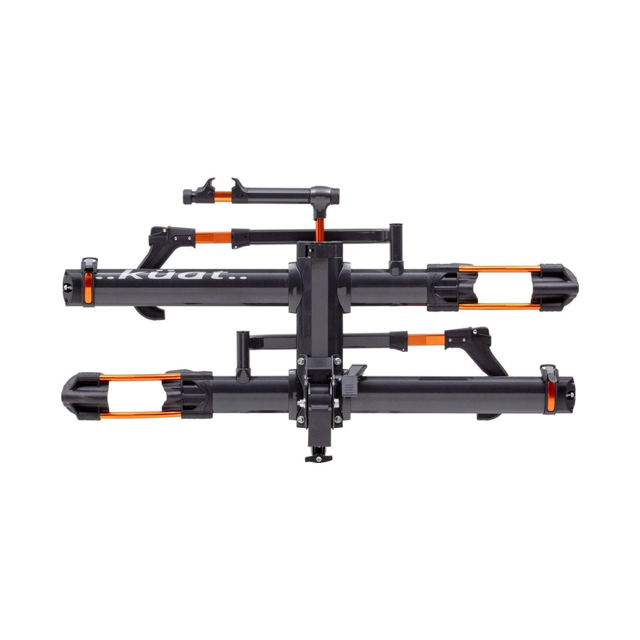 2-Bike Hitch Rack KUAT NV 2.0-1.25" | Robust 2-Bike Rack with Trail Doc for Riders & Cyclists | Rugged All-Metal Construction | E-Bike Compatible | Easy Installation, Gray Metallic/Orange Anodize