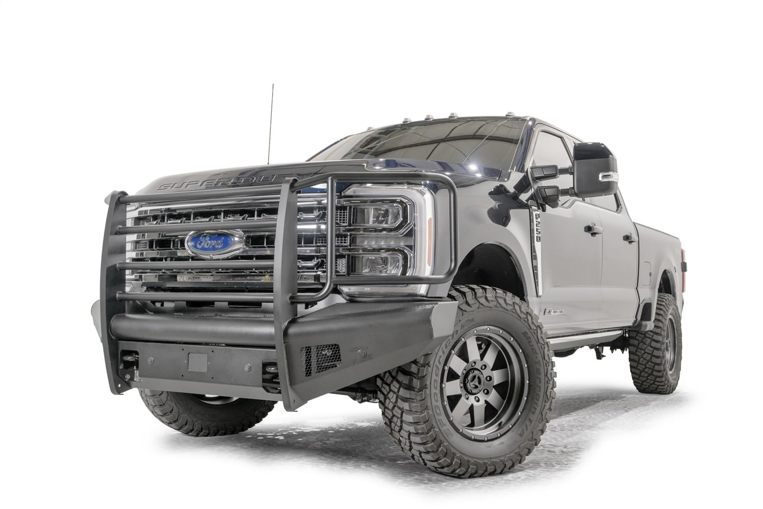 Fab Fours Elite Front Bumper FS23-Q5960-1 fits 2023 Ford F-350 Super Duty - Black Steel - w/Full Grill Guard - Sensor Compatible - Black Matte