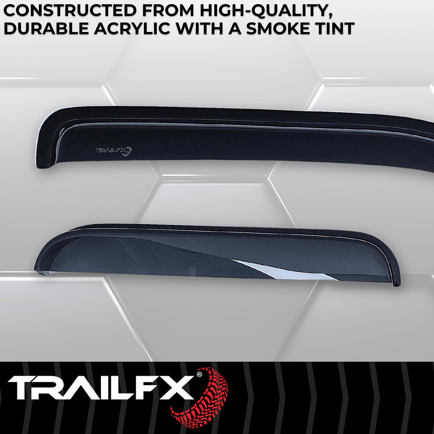 TrailFX Rainguards Smoked Window Vents Fits 1988-1999 Chevrolet C1500 Extended Cab Low Profile Tape-On Acrylic Outside Channel Mount Set of 4 TrailFX 4231H 4 Piece Set