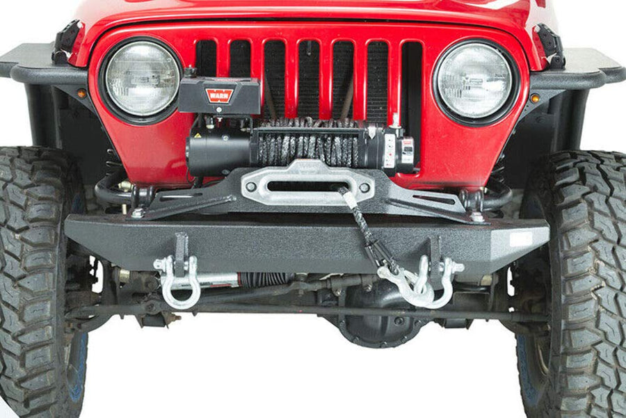 Fishbone Jeep TJ Offroad Winch Plate Steel 97-06 Wrangler TJ Black Textured Powdercoat Piranha Series - FB21052