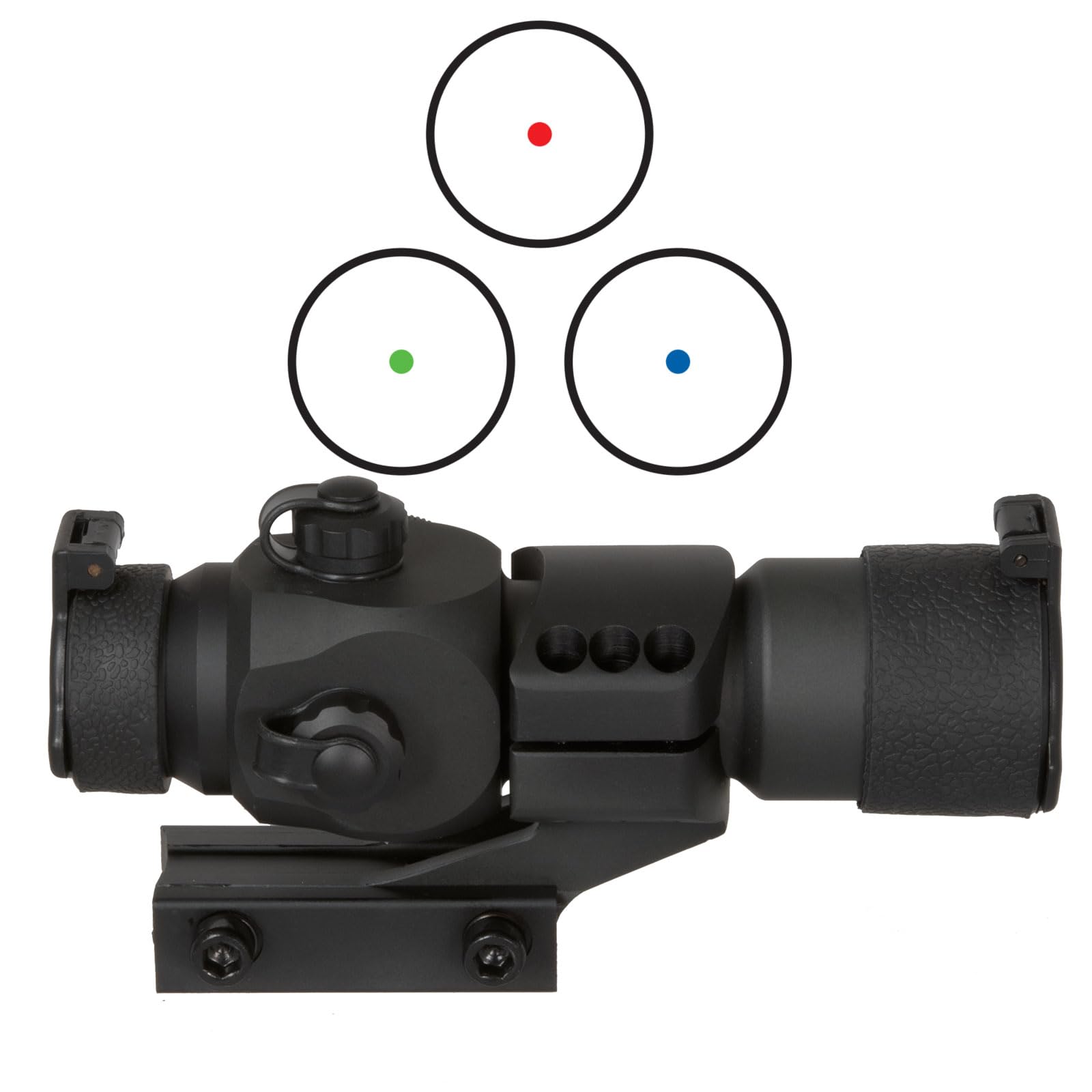 Triton TRUGLO 30mm 5-MOA Hunting Lightweight Waterproof Fogproof Shock Resistant Adjustable Tri-Color Dot Sight | Flip-Up Lens Caps, Cantilever Picatinny/Weaver-Style Mount & Battery Included