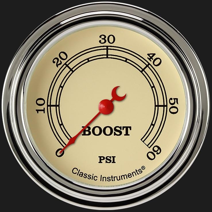 Vintage Classic Instruments VT343SLF 2 5/8" Boost Gauge 60 PSI Elecric