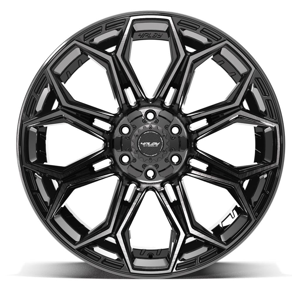 4PLAY Wheels 22 Inch Rim 4P83 Fits 6x135 & 6x139.7 22x12 Gloss Black Brushed with Tinted Clear (1)