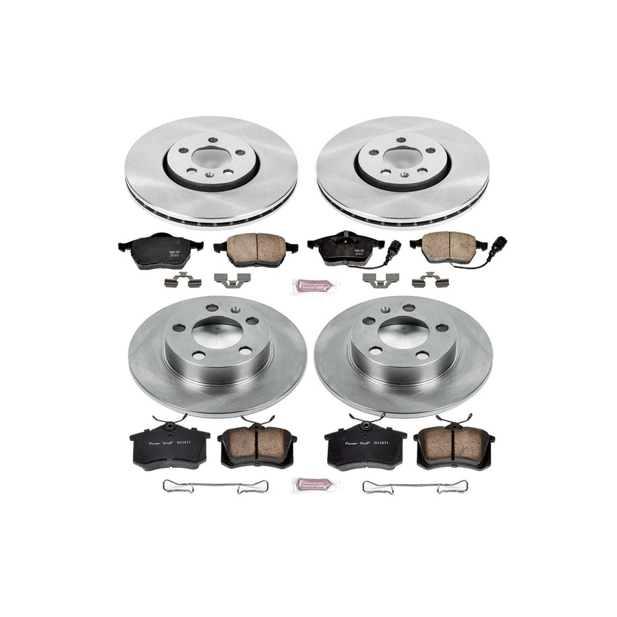 POWERSTOP Autospecialty KOE899 Front and Rear Replacement Brake Kit-OE Brake Rotors & Ceramic Brake Pads For VW Beetle, VW Golf, VW Jetta [Model Specific]