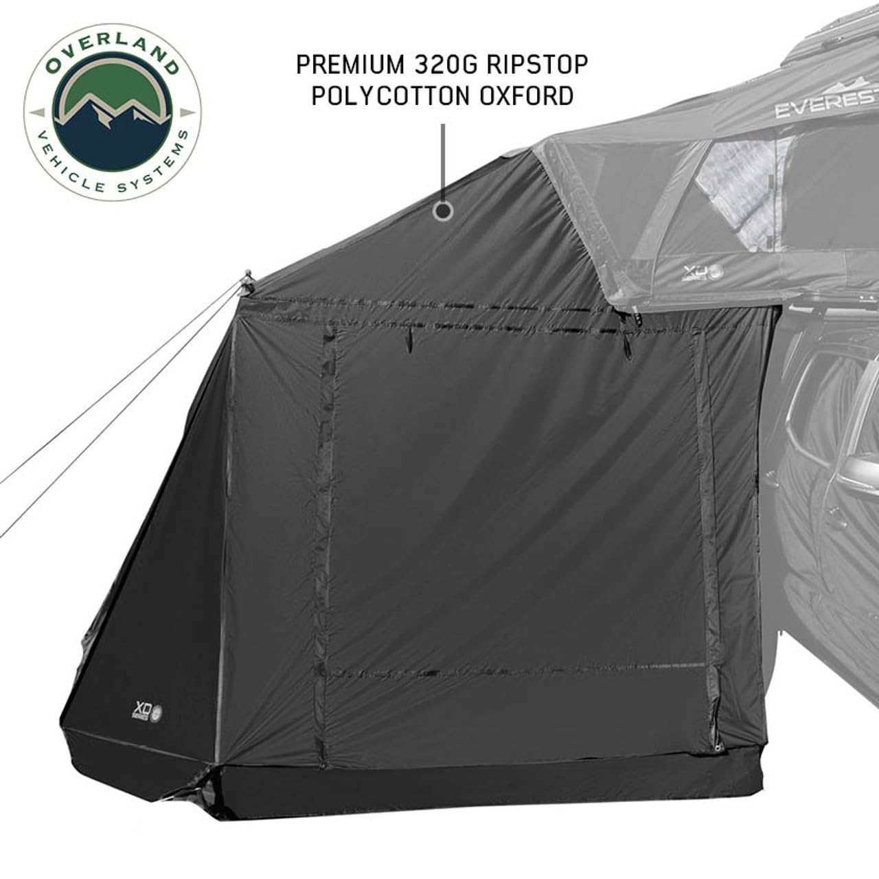 XD Everest Annex Room Overland Vehicle Systems Roof Top Tent Extension - Black Body Grey Trim (XD Everest Annex Room 4 Person)