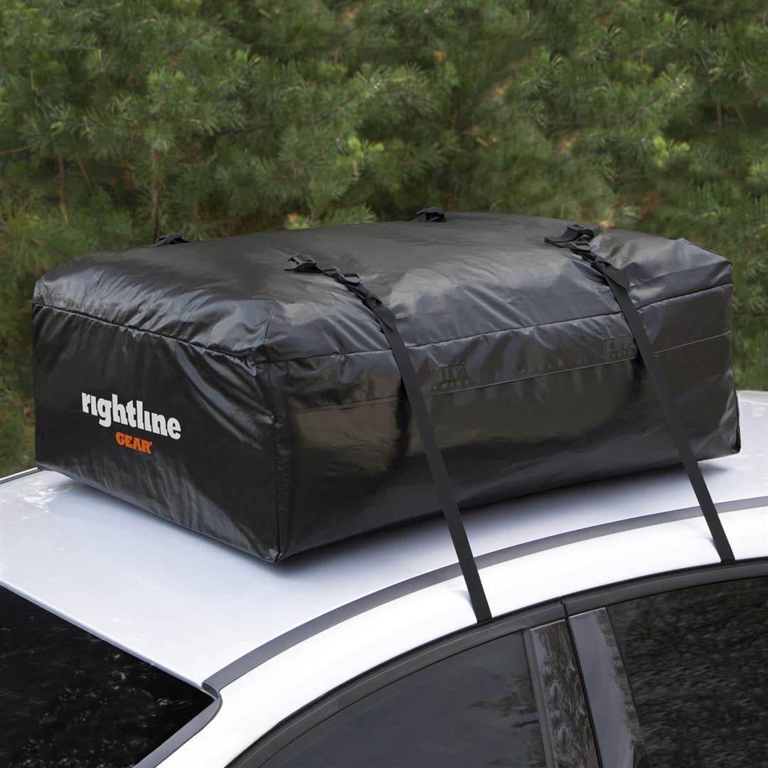 Rightline Gear Ace Jr Rooftop Weatherproof Cargo Carrier for Top of Vehicle, Attaches With or Without Roof Rack, 10 Cubic Feet, Black