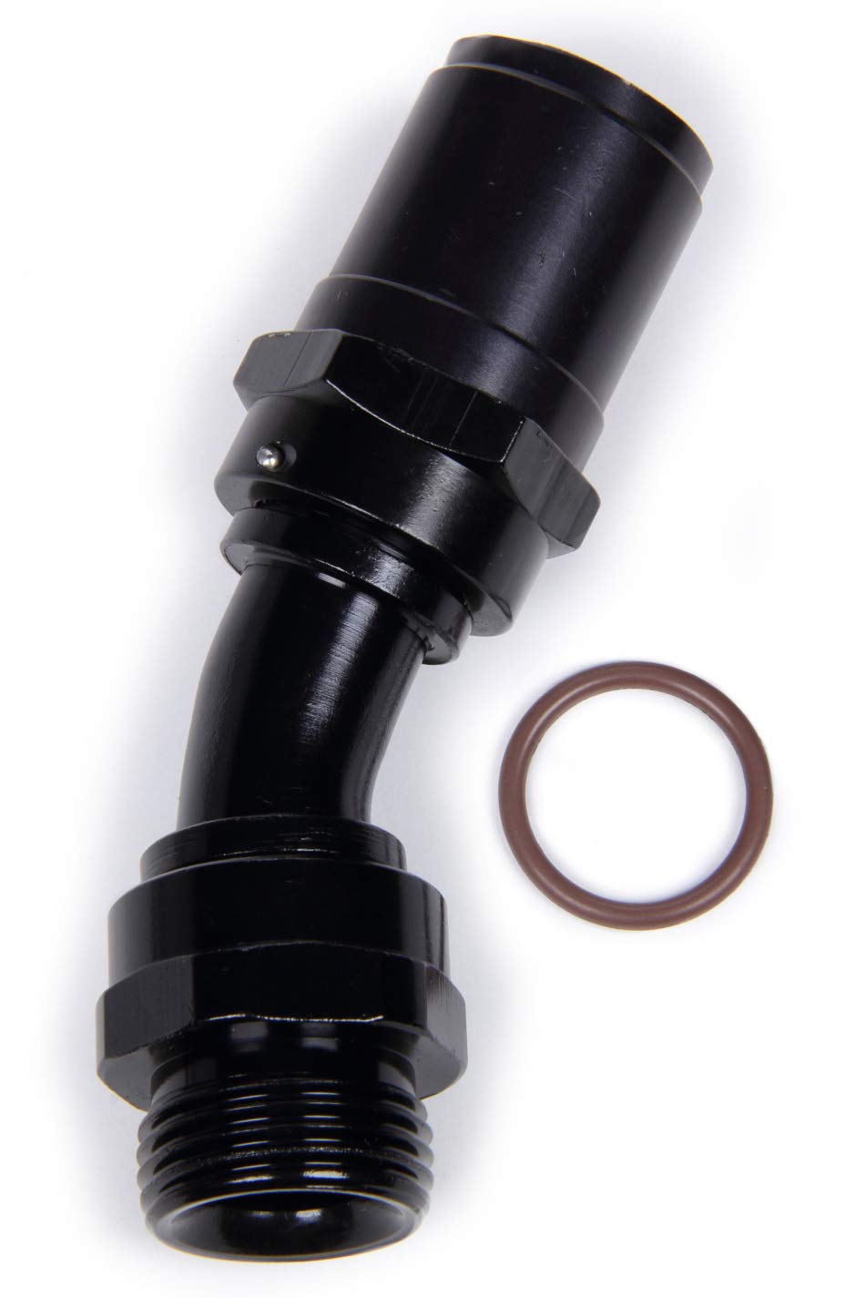 Fragola Fitting, Race-Rite, Hose End, Crimp-On, 30 Degree, 12 an Hose Crimp to 1-1/16-12 in Male O-Ring, Aluminum, Black Anodize, Each